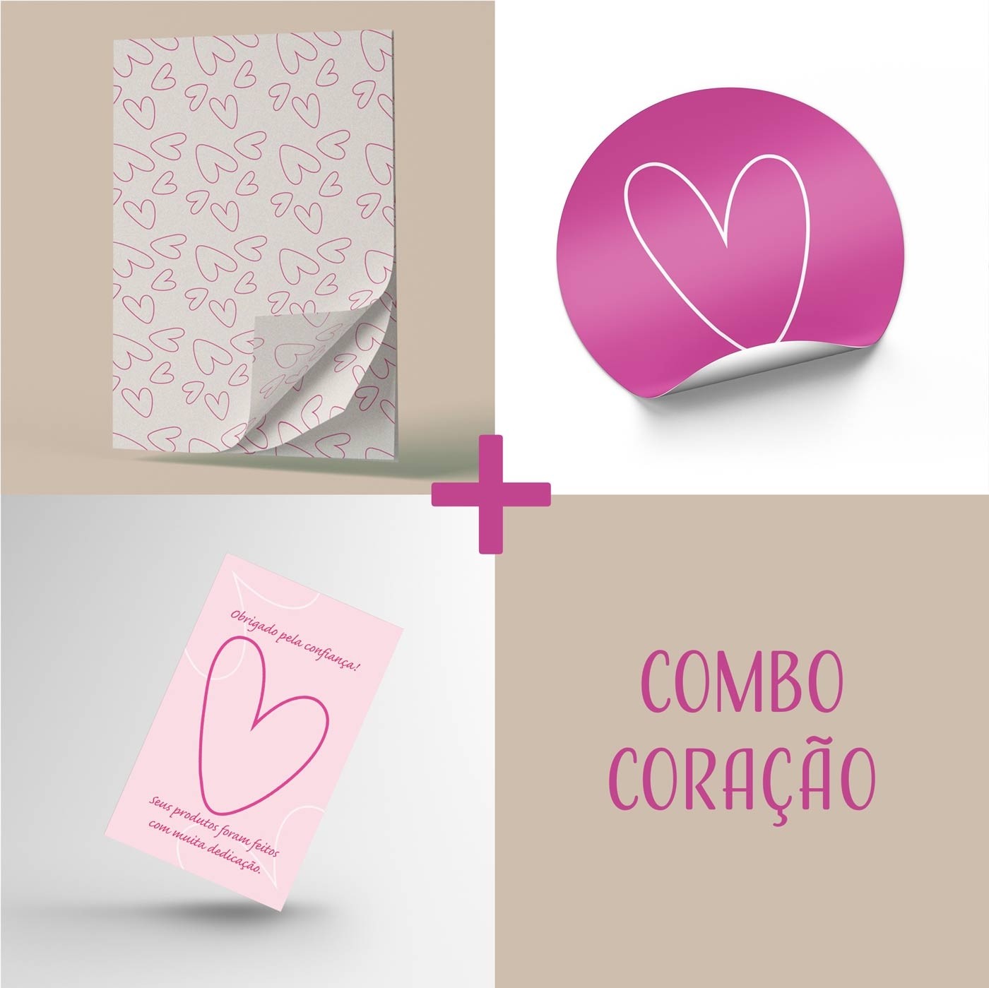 Imprimaria Sua Marca Em Destaque Combo Coração Rosa 300 Itens Personalizados Com Sua Logo 9296