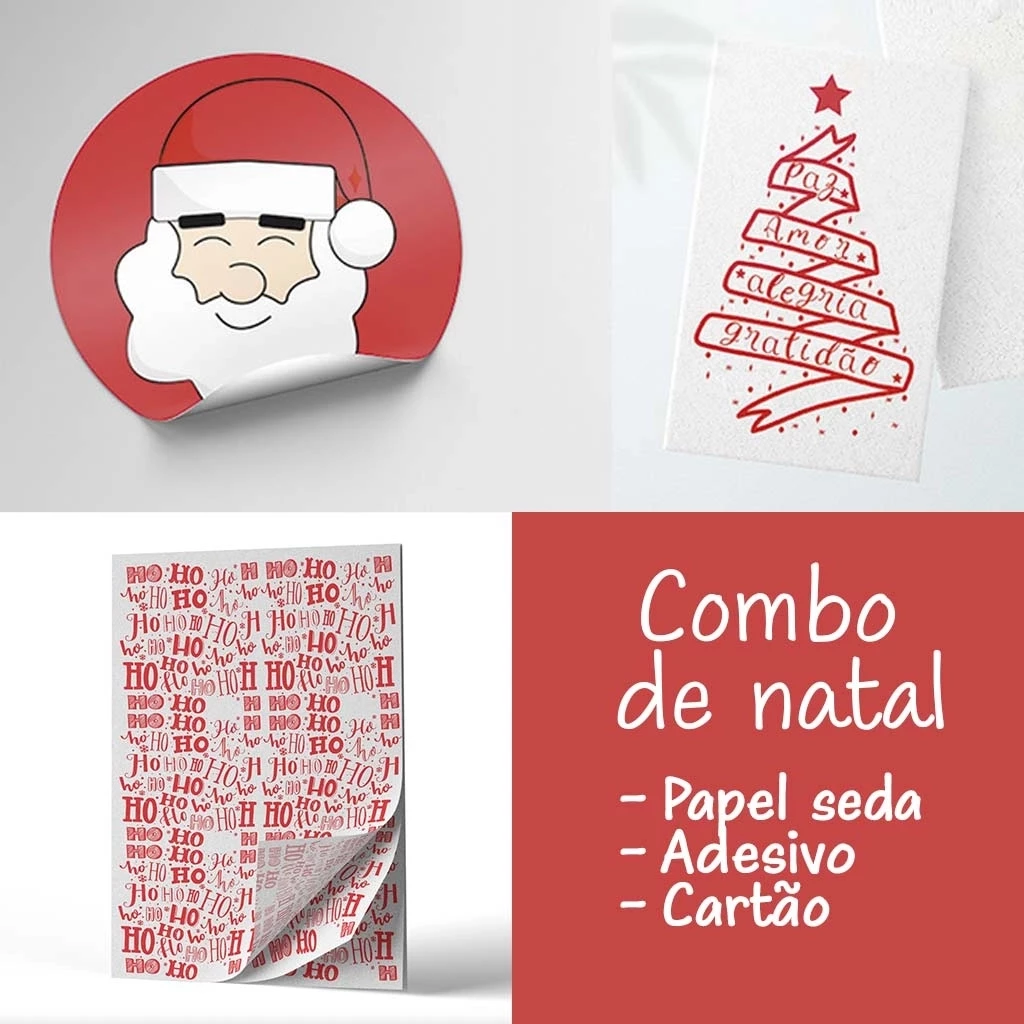 Combo natalino - Seda + Adesivo + Cartão