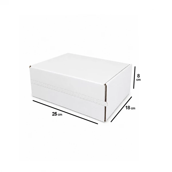 Caixa para E-commerce com Lacre de Abertura 25x18x8 cm | Sedex M10 | Papelão Microondulado Branco
