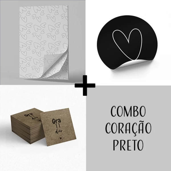 Combo coração preto - 300 itens