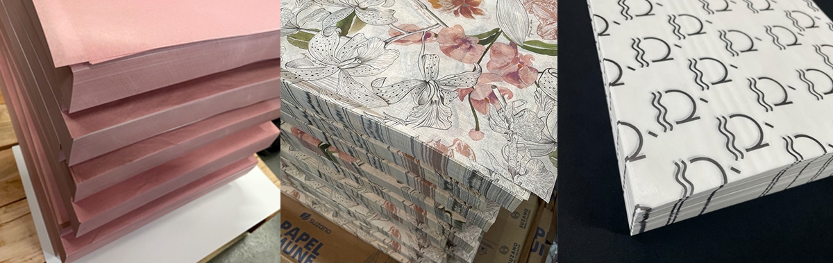 Pilhas de Papel Seda e Caixas Imprimaria